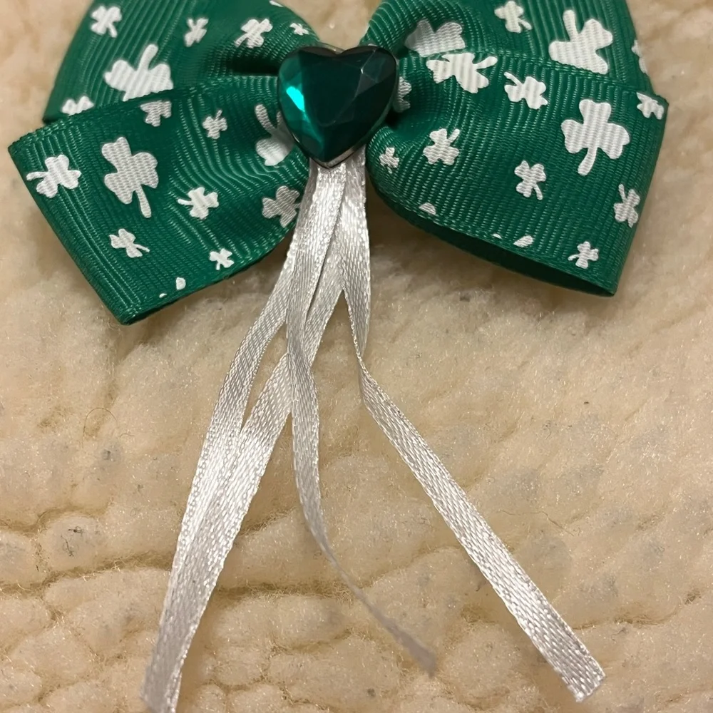 Green Clover Kids Hair Bow